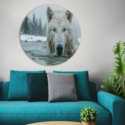 Witte Wolf in Water forex muurcirkel