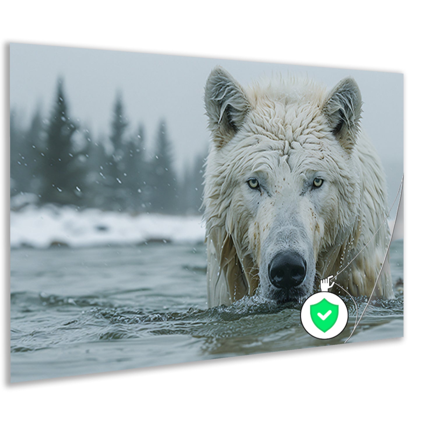 Witte Wolf in Water poster