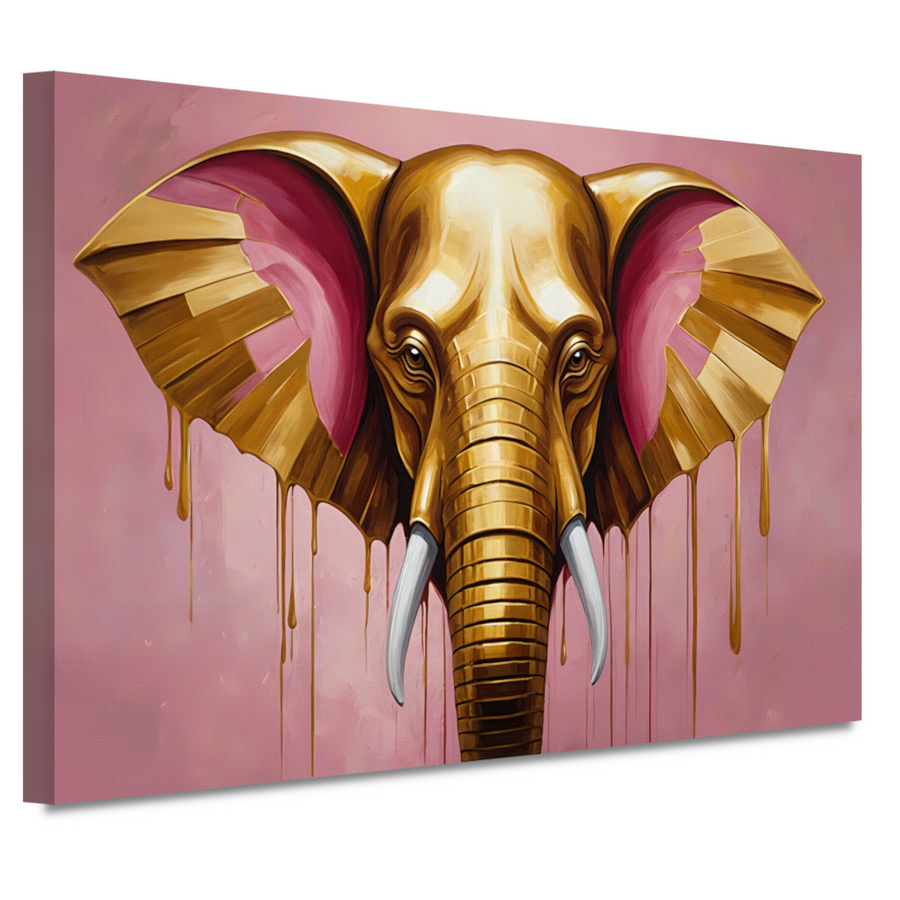 Gouden olifant tegen roze achtergrond canvas