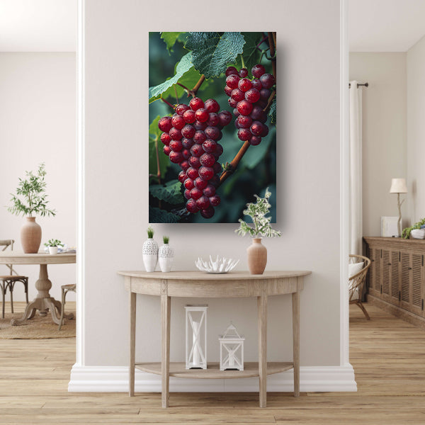 Rode druiven met dauwdruppels canvas