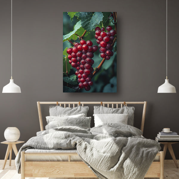 Rode druiven met dauwdruppels canvas