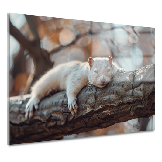 Eekhoorn rustend op herfsttak acrylglas