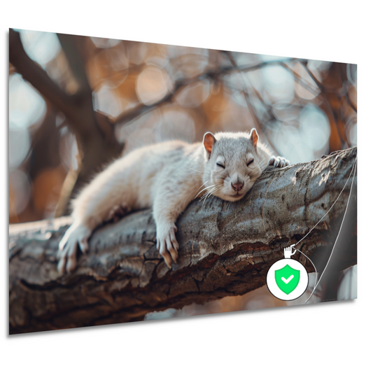 Eekhoorn rustend op herfsttak poster