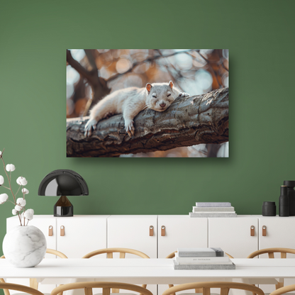 Eekhoorn rustend op herfsttak canvas