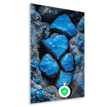 Blauwe Verf Bladdert van Stenen poster