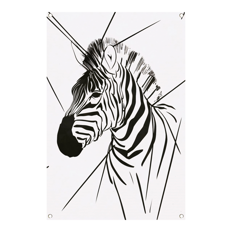 Zebra in Minimalistische Lijntekening Stijl tuinposter