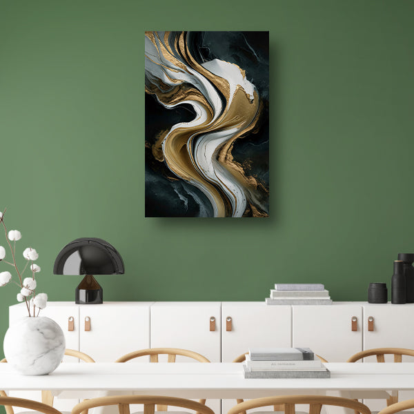 Abstract marmer schilderij met goud accenten canvas
