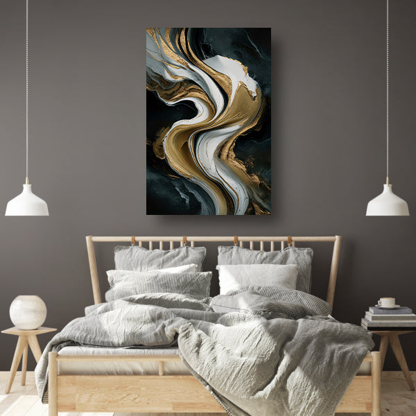 Abstract marmer schilderij met goud accenten canvas