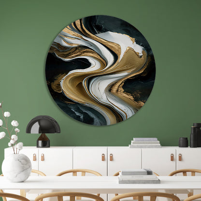 Abstract marmer schilderij met goud accenten forex muurcirkel