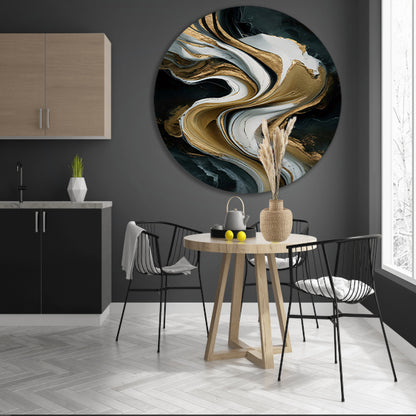 Abstract marmer schilderij met goud accenten forex muurcirkel