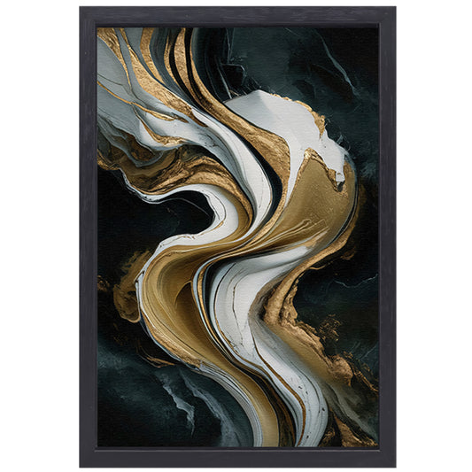 Abstract marmer schilderij met goud accenten canvas met baklijst
