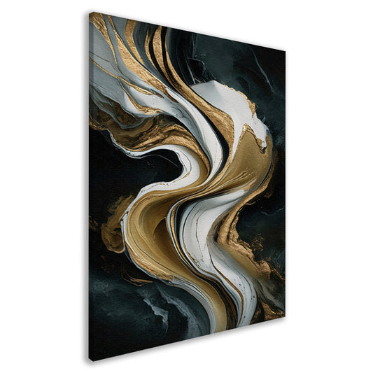 Abstract marmer schilderij met goud accenten canvas