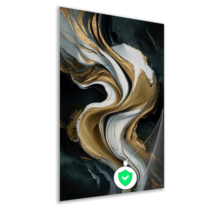 Abstract marmer schilderij met goud accenten poster