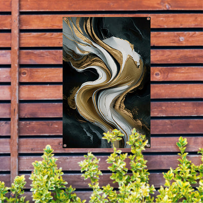 Abstract marmer schilderij met goud accenten tuinposter