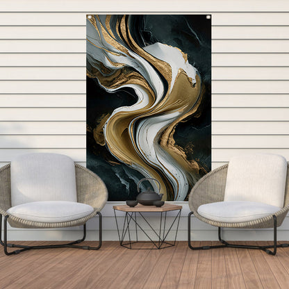 Abstract marmer schilderij met goud accenten tuinposter