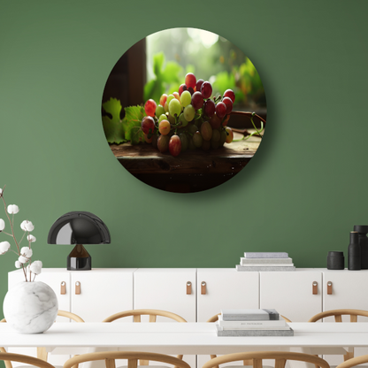 Stilleven met groene druiven aluminium muurcirkel