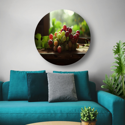 Stilleven met groene druiven aluminium muurcirkel