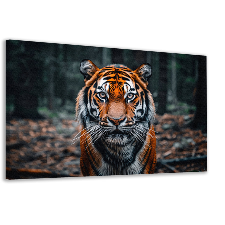 Realistische tijger in bosrijke omgeving canvas
