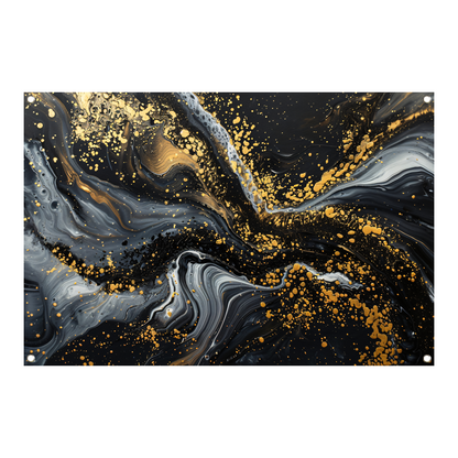 Dynamisch Golvend Abstract Goud en Zwart tuinposter