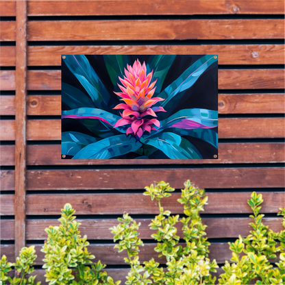 Abstracte bloem met kleurrijke bladeren tuinposter