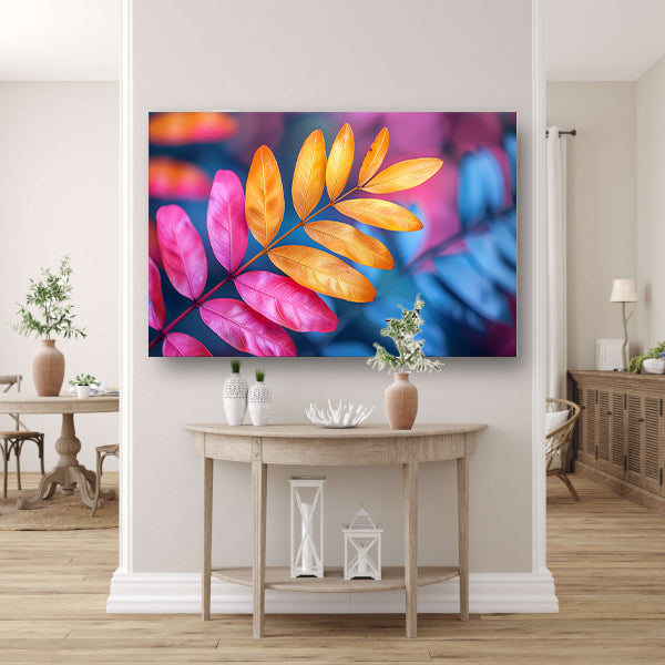 Minimalistisch Blad op Tak canvas met baklijst