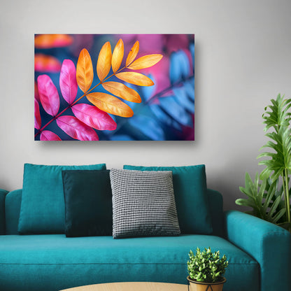 Minimalistisch Blad op Tak canvas met baklijst