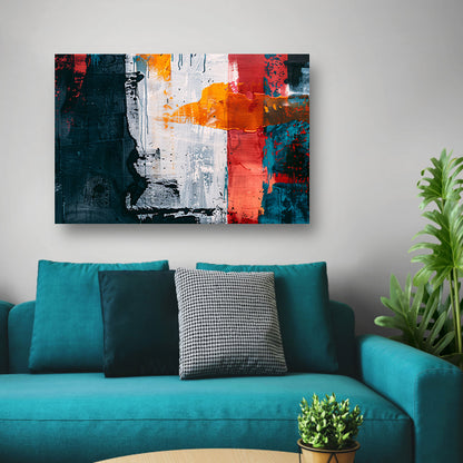 Abstract kleurrijk schilderij met dynamische kleurenposter
