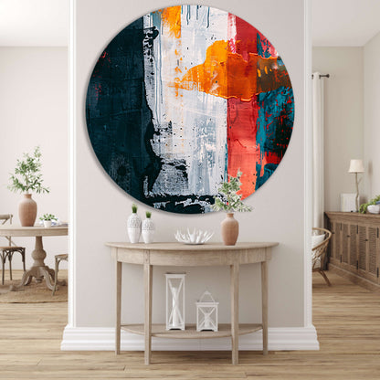 Abstract kleurrijk schilderij met dynamische kleuren forex muurcirkel