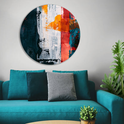 Abstract kleurrijk schilderij met dynamische kleuren forex muurcirkel