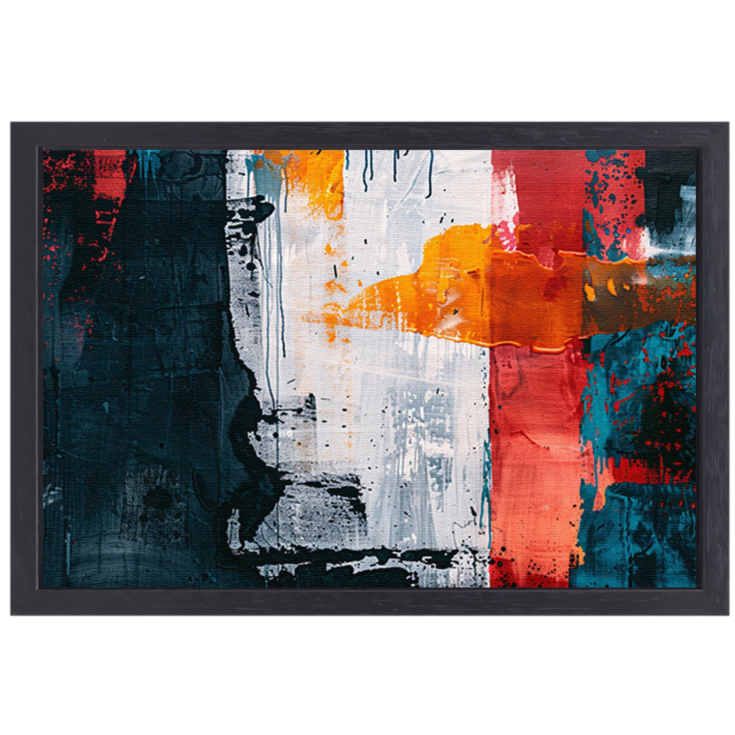 Abstract kleurrijk schilderij met dynamische kleuren canvas met baklijst