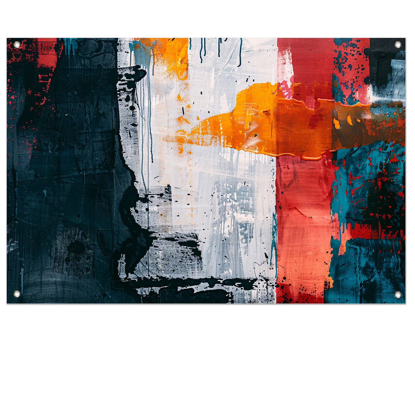 Abstract kleurrijk schilderij met dynamische kleuren tuinposter