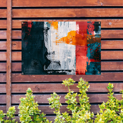 Abstract kleurrijk schilderij met dynamische kleuren tuinposter