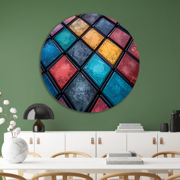 Abstract Tegels Muurdecoratie aluminium muurcirkel