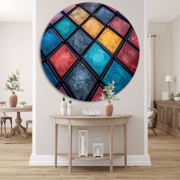 Abstract Tegels Muurdecoratie aluminium muurcirkel