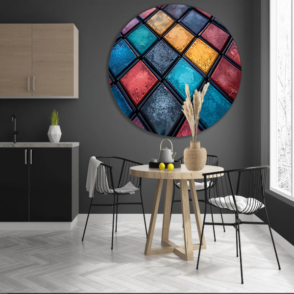Abstract Tegels Muurdecoratie aluminium muurcirkel