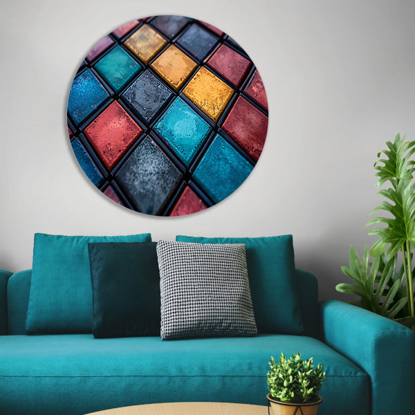 Abstract Tegels Muurdecoratie aluminium muurcirkel