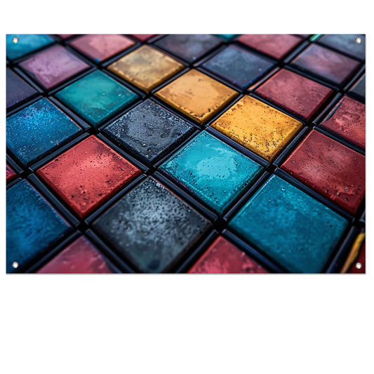 Abstract Tegels Muurdecoratie tuinposter