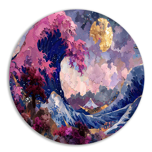 De Grote Golf van Kanagawa: Hokusais Meesterwerk aluminium muurcirkel