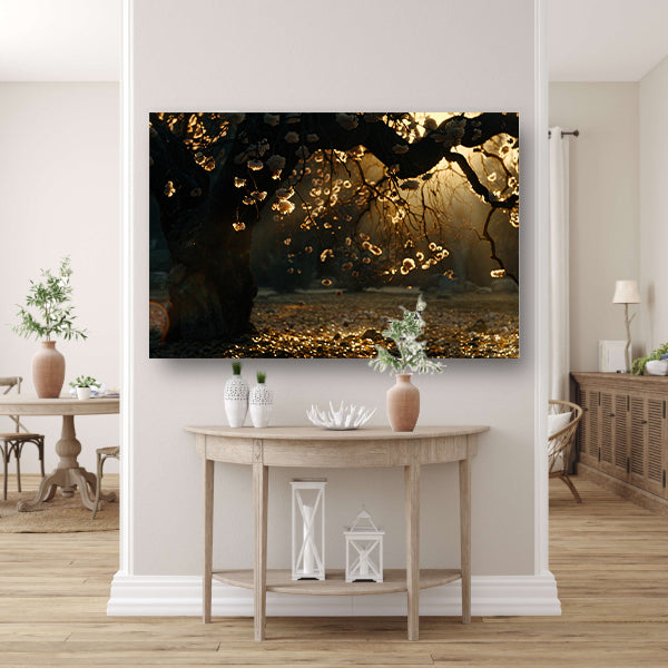 Magische bloesems bij zonsondergang acrylglas