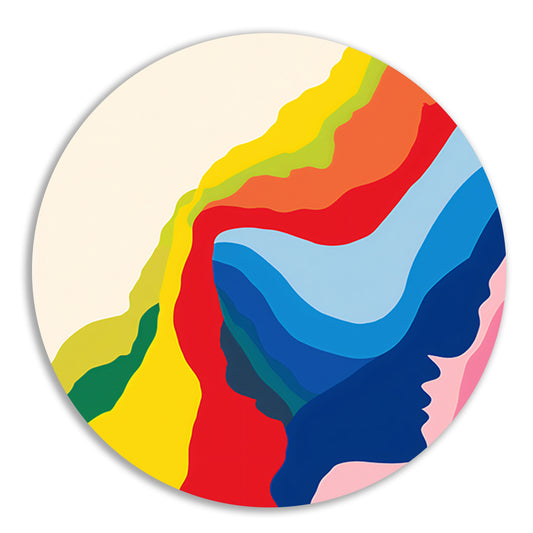 Abstract Kleurrijk Gezichten in Beweging aluminium muurcirkel