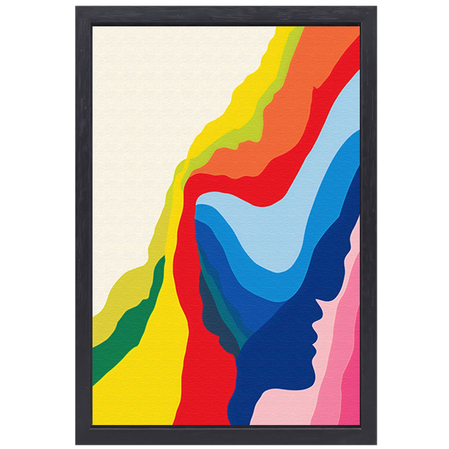 Abstract Kleurrijk Gezichten in Beweging canvas met baklijst