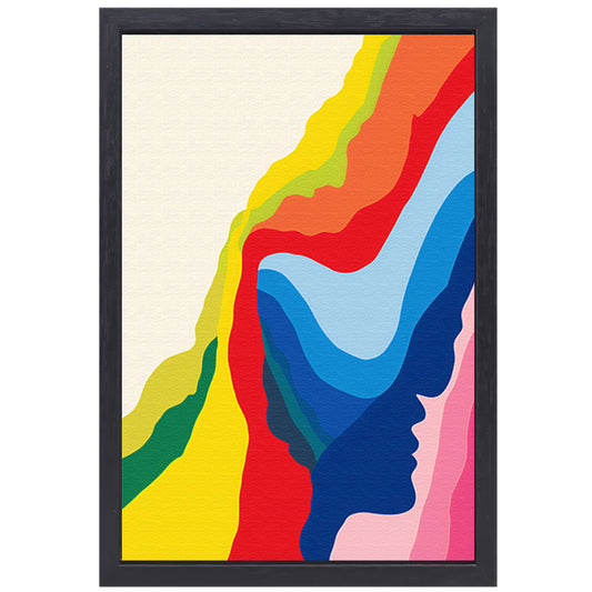 Abstract Kleurrijk Gezichten in Beweging canvas met baklijst