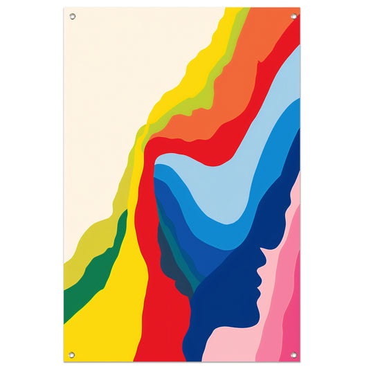 Abstract Kleurrijk Gezichten in Beweging tuinposter