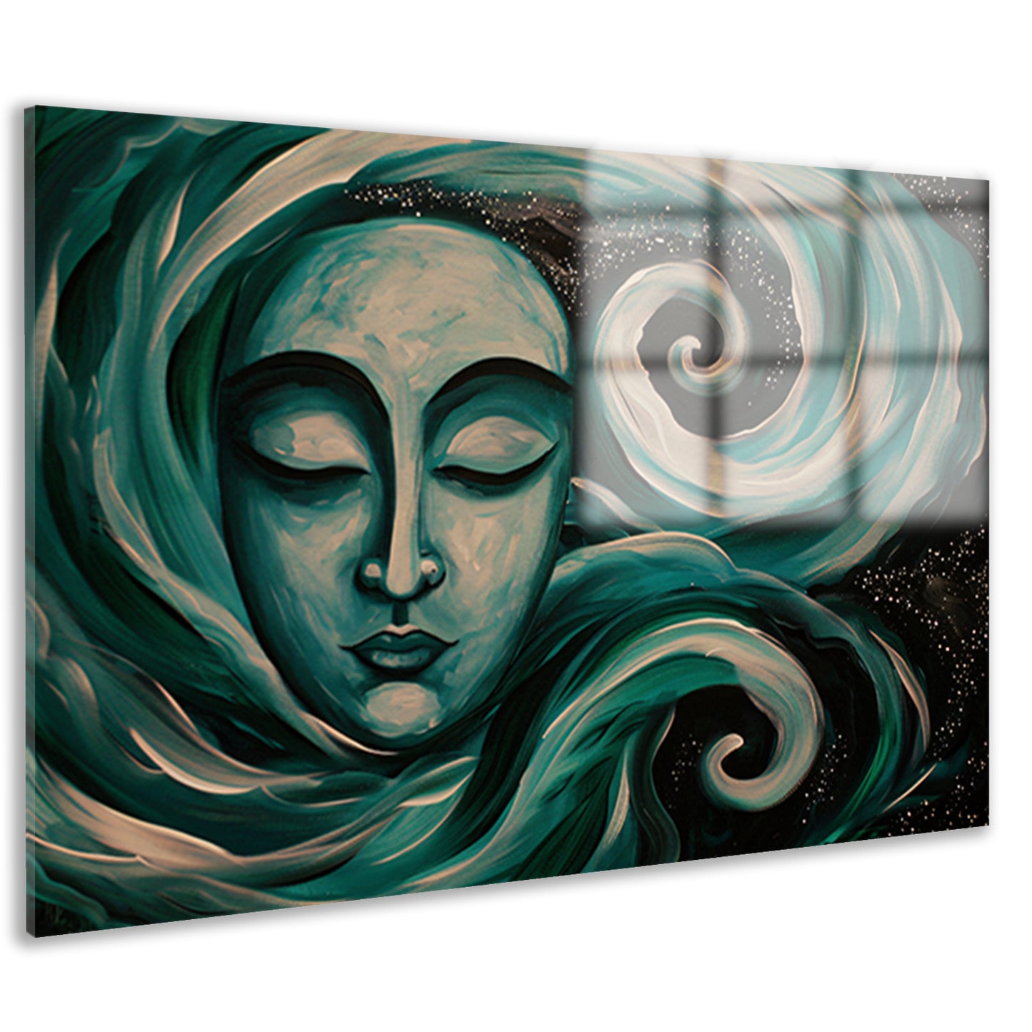 Abstracte schilderij van Boeddha met sterren acrylglas