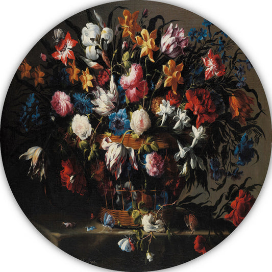 Kleine mand met bloemen - Juan de Arellano aluminium muurcirkel