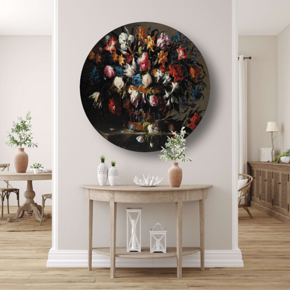 Kleine mand met bloemen - Juan de Arellano aluminium muurcirkel