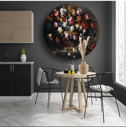 Kleine mand met bloemen - Juan de Arellano aluminium muurcirkel