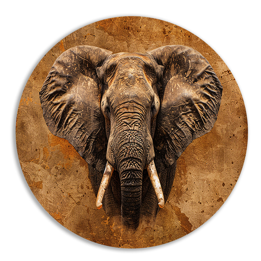 Indrukwekkend portret van een Afrikaanse olifant aluminium muurcirkel