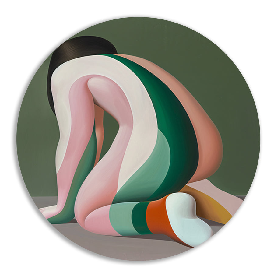 Abstract Vrouw in Gekleurde Strepen forex muurcirkel