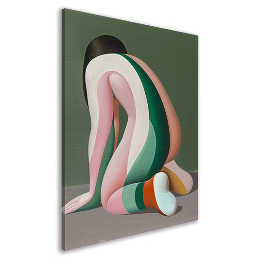 Abstract Vrouw in Gekleurde Strepen canvas